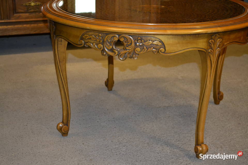 stolik ludwikowski rafia szkło śląskie Będzin