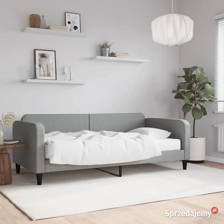 Sofa z materacem jasnoszara tkanina 90x190 Warszawa sprzedam