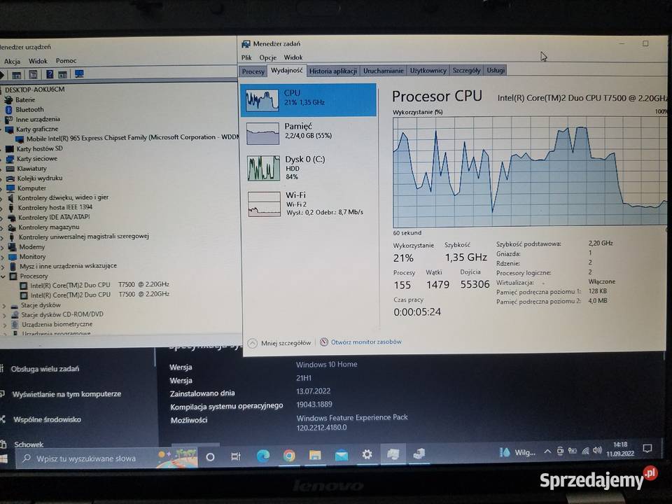 Laptop Lenovo 3000 N200 4GB IBM/Lenovo podkarpackie Rymanów