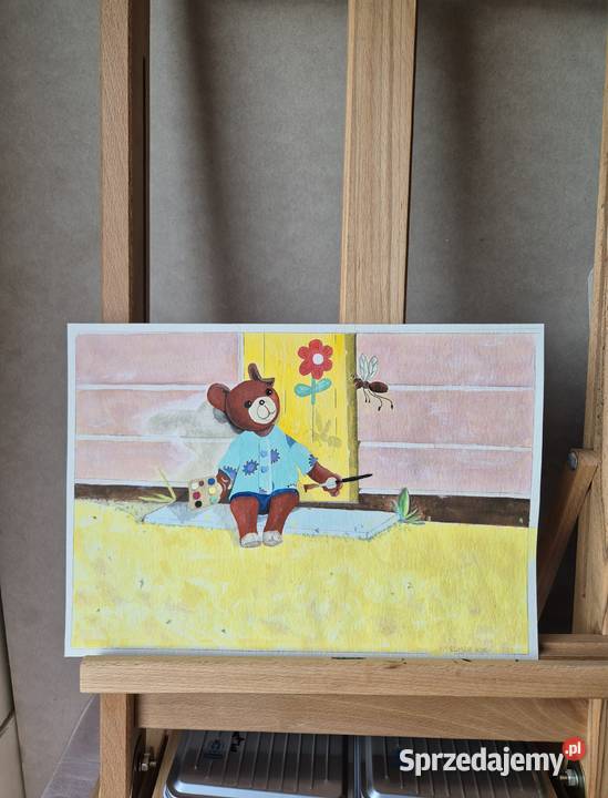 Miś Uszatek akwarela artysty piękna na prezent małopolskie Brzesko