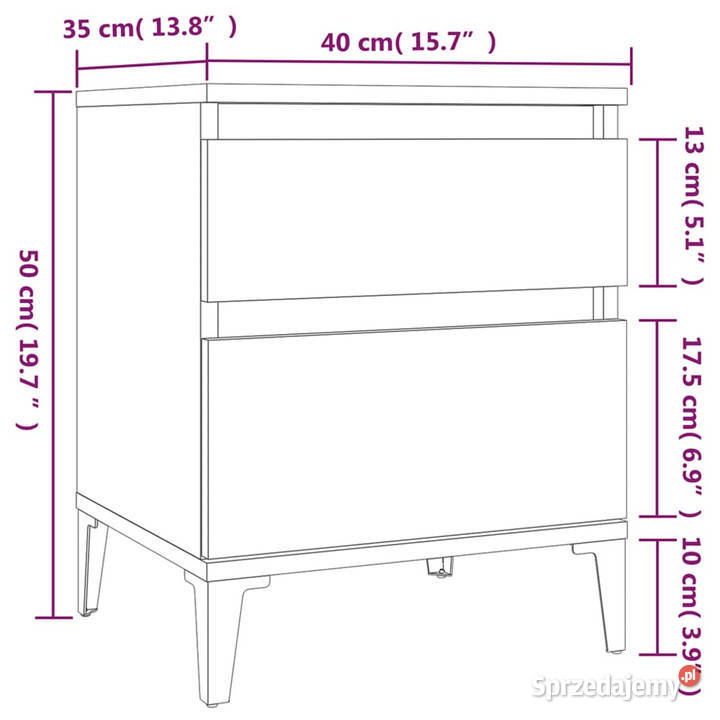 Szafka nocna przydymiony dąb 40x35x50 WM821852