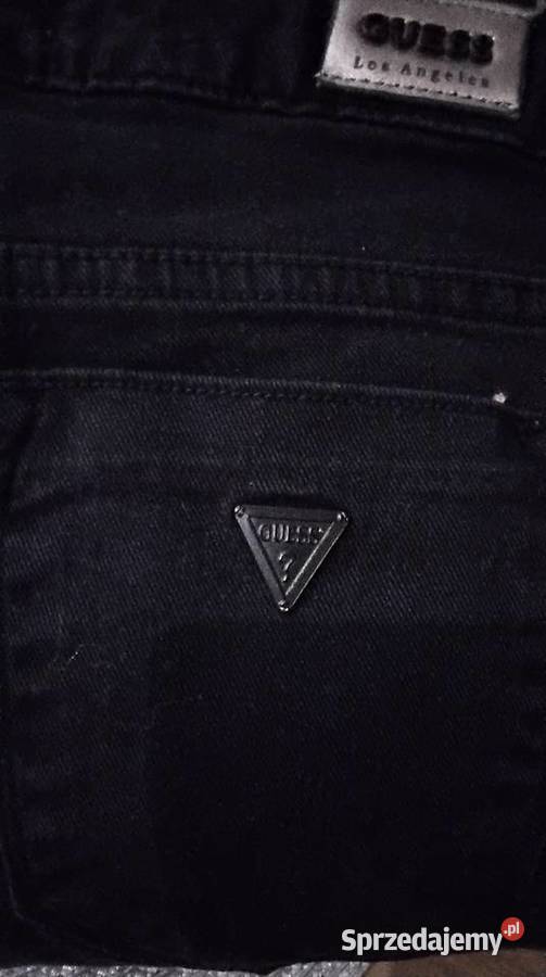 Czarne Spodnie Jeans Damskie GUESS XS Dziury Nowa Sól