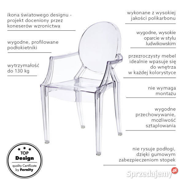 4 x Krzesło Przezroczyste Transparent Kartell Warszawa