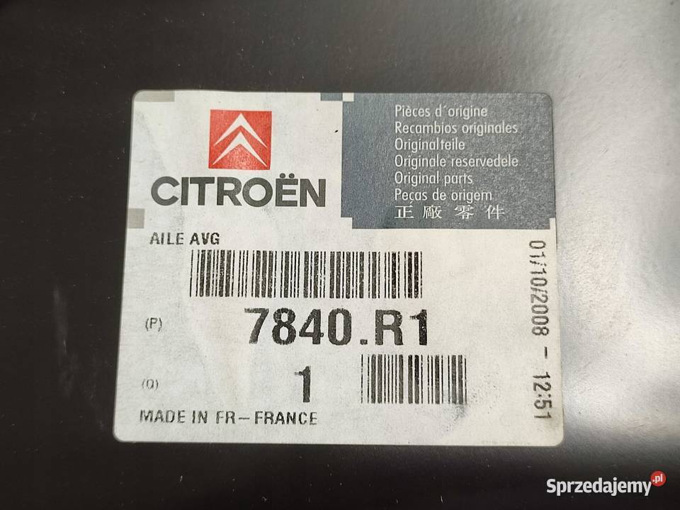 BŁOTNIK LEWY PRZÓD CITROEN C2 JM 2003 7840R1 OEM lubelskie