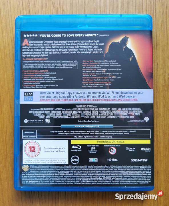 Batman Begins Batman Początek Bluray DVD En 2005 Parzęczew