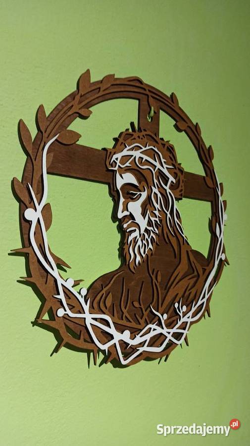 Drewniany Obraz Jezus w Koronie Cierniowej 3D Warszawa sprzedam