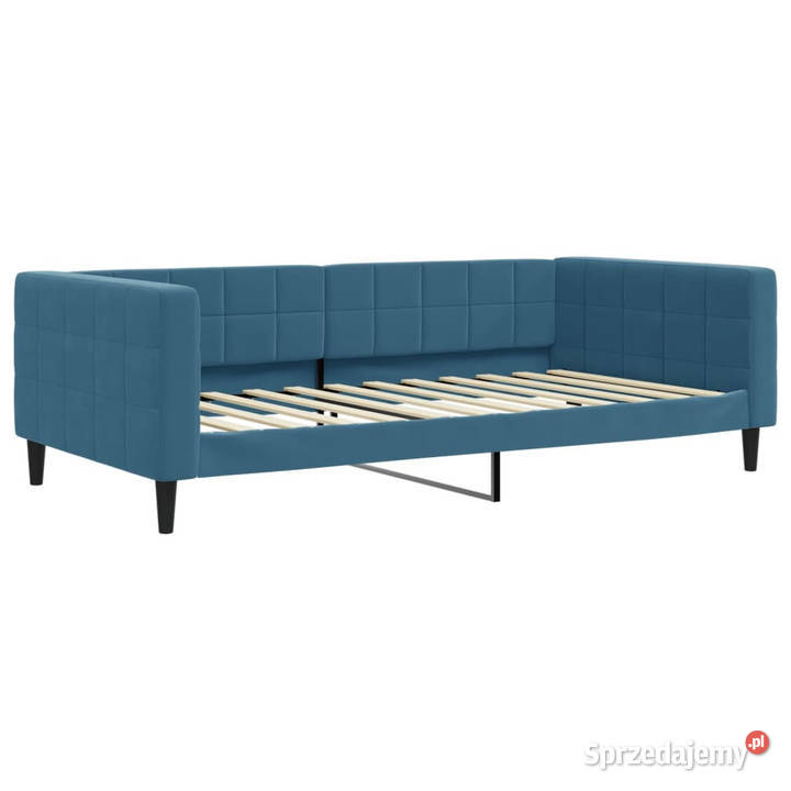 Sofa rozsuwana z szufladami niebieska aksamit Łóżka Łóżka Warszawa