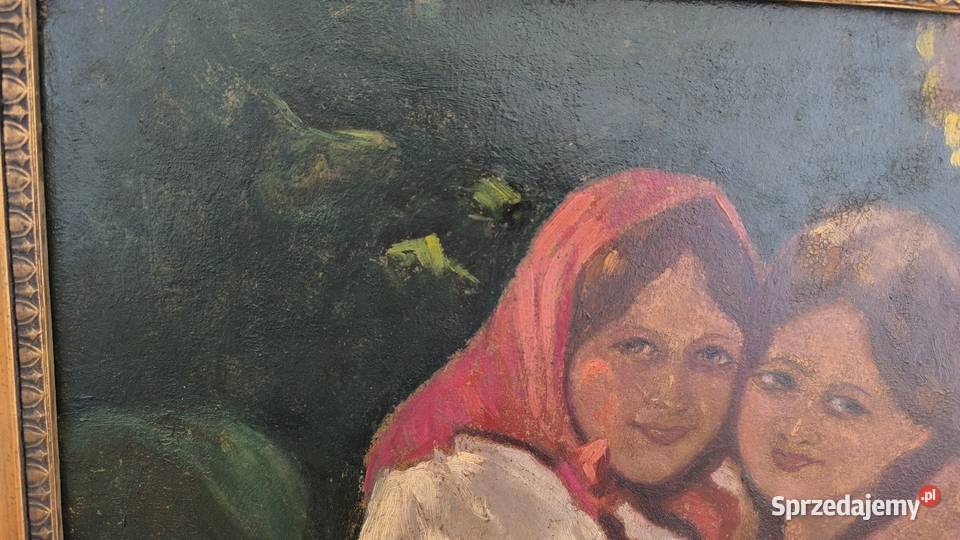 Piękny stary oryginalny obraz olejny sygnowany Łódź sprzedam