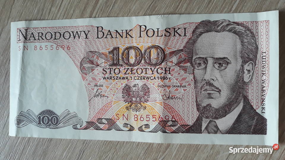 100 złotych 1VI1986 seria SN Konin