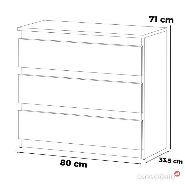 Komoda 3 Szuflady Szafka 80 Nowoczesna Salon warmińsko-mazurskie Elbląg