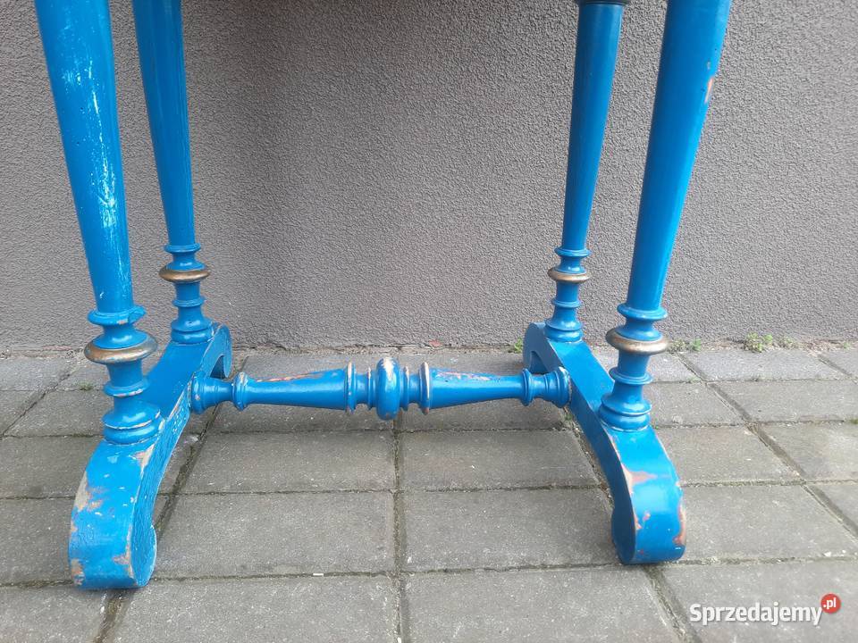 Stary stolik shabby przecierany niebieski C022 Meble