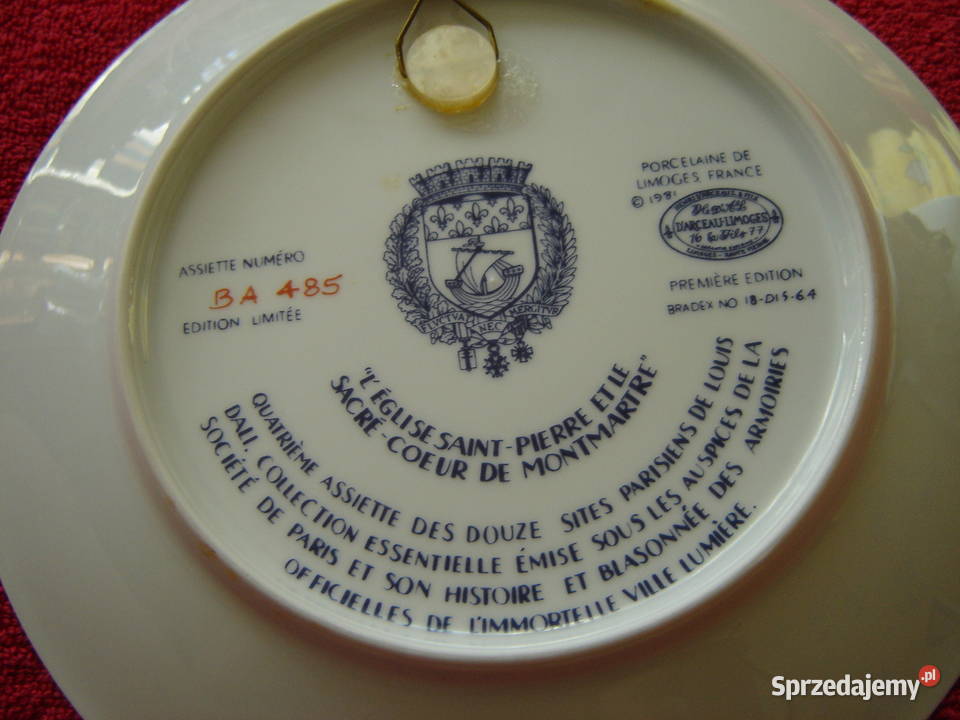 Limoges talerz kolekcjonerski Montmartre Porcelana i szkło Nowy Sącz