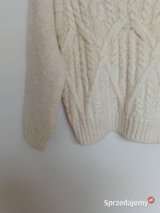 Sweter damski George kremowy warkoczowy Vneck M Gdynia