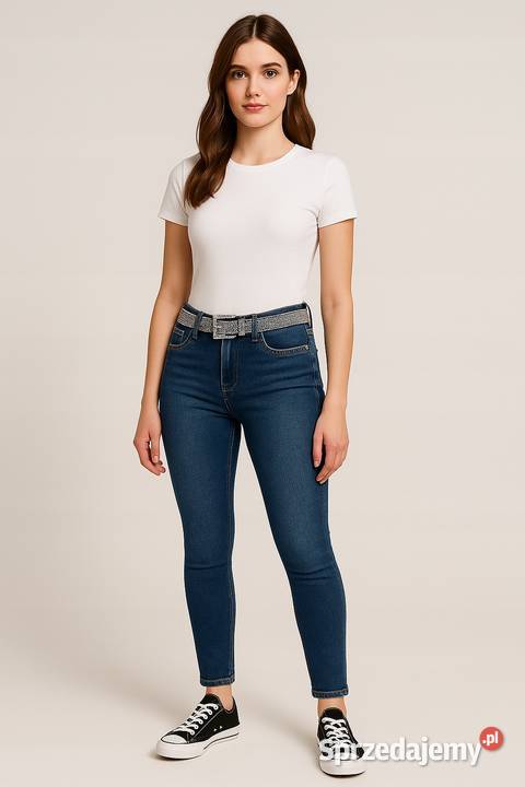 Jeans damski MSARA cyrkonie wysoki stan size 31 niebieski łódzkie