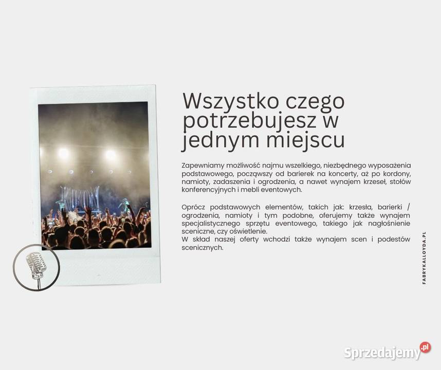 Wynajem sprzętu eventowego Kultura i Rozrywka