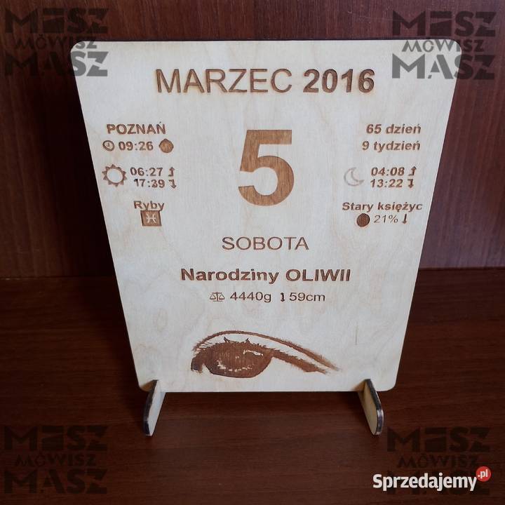 Karta z kalendarza Urodziny Witaj na świecie Racot sprzedam