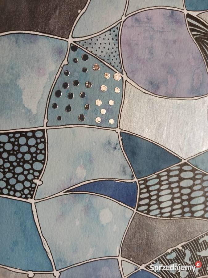 Akwarelka Obraz Niebieska Abstrakcja A4 Szczytno