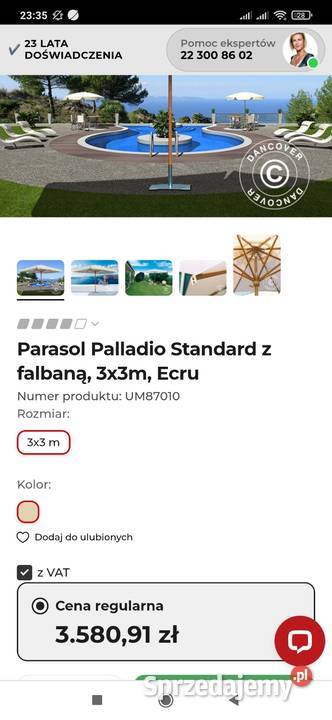 Duży parasol ogrodowy drewniany 3x3 nie uzywany pomorskie