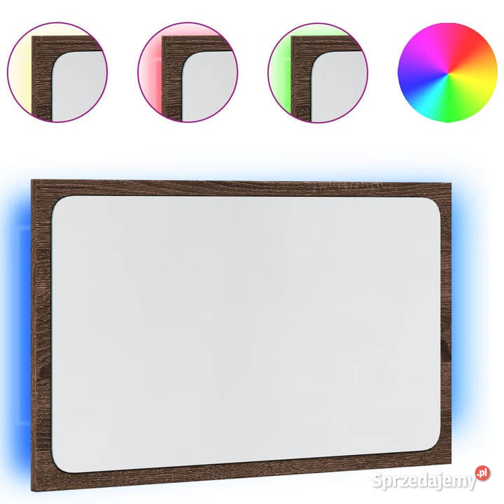 Lustro łazienkowe z LED brązowy dąb 60x85x38 Warszawa