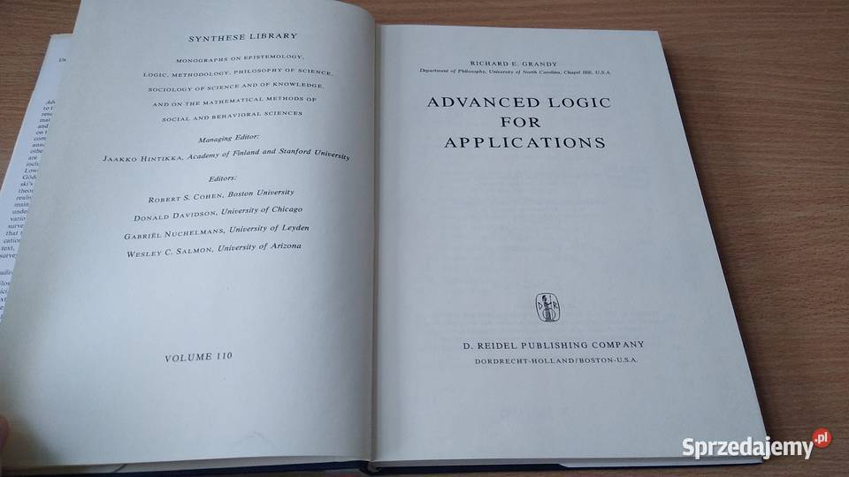 Advanced logic for applications Richard E Grandy Rok wydania 1977 Gdańsk