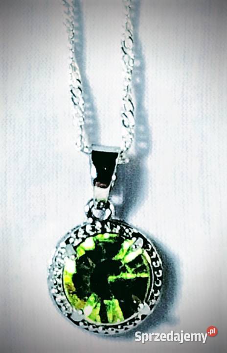 SrebroZłoto18K Naszyjnik Limonkowy Kamień śląskie Poraj sprzedam