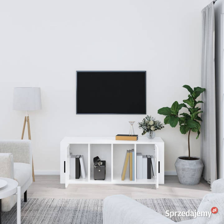Szafka pod TV wysoki połysk biała 100x35x40 Szafki
