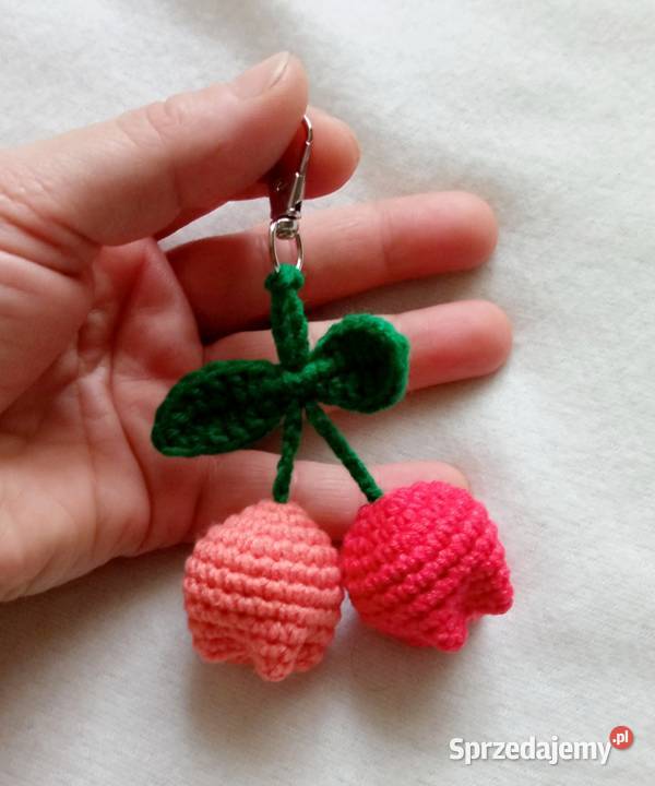 Tulipany wykonane na szydełku brelok Łask