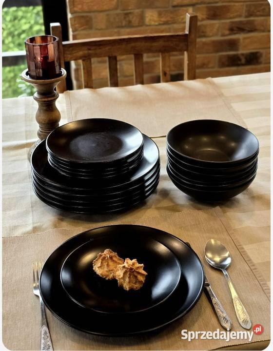 Promocja 139 Zestaw 18 sztuk talerzy czarny mat Zabrze