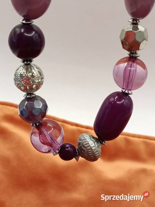 Biżuteria naszyjnik korale z fioletowym Zamość