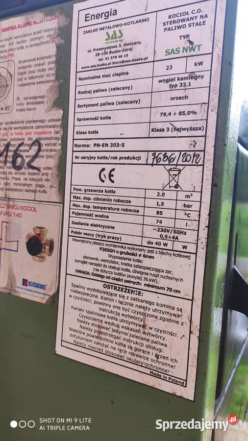 Piec węglowy sas 23 kw Bratkowice