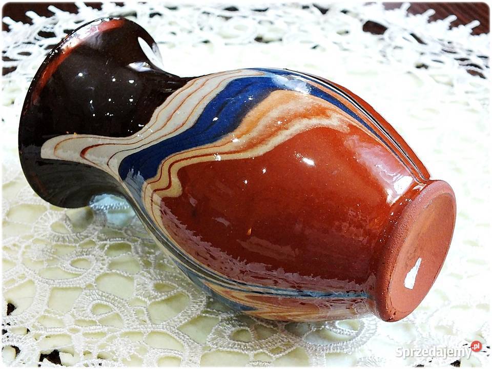Stary Wazon Wazonik Bułgaria Pawie Oczko z lat Porcelana i szkło Żary