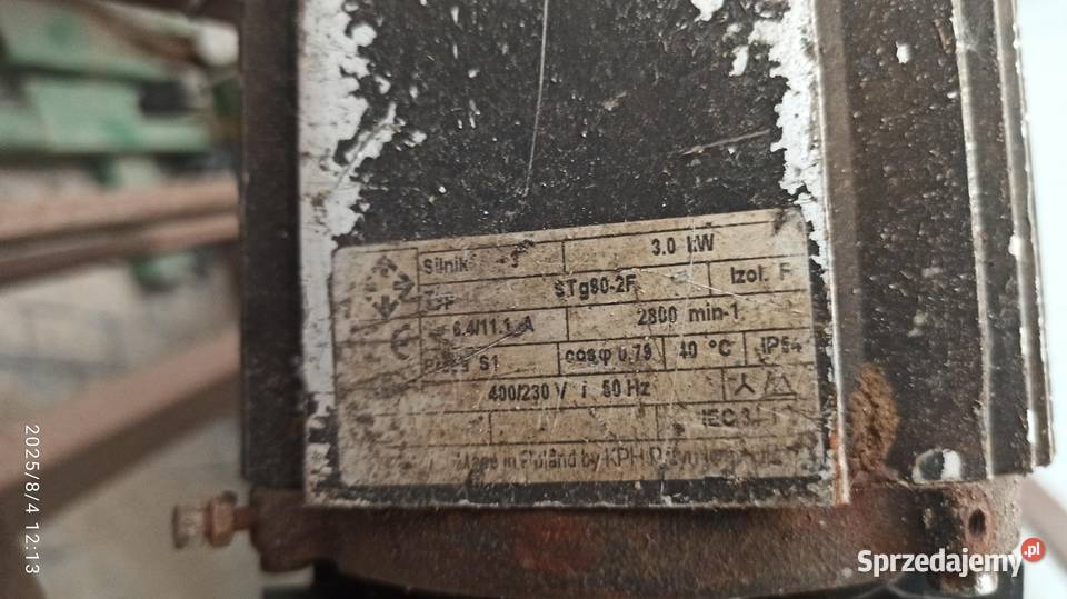 silnik 3 kW z kołem na wielowypust z płytą Kłodawa
