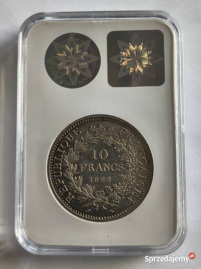 10 franków 1968 Francja Herkules srebro Ag 900 Antyki, Sztuka, Kolekcje Szczecin
