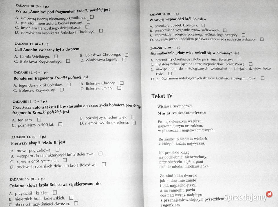 Testy gimnazjalisty Egzamin humanistyczny Chełm