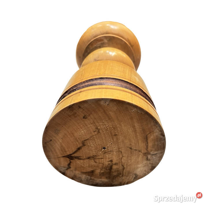 Duży drewniany toczony świecznik Belgia lata 70 Warszawa