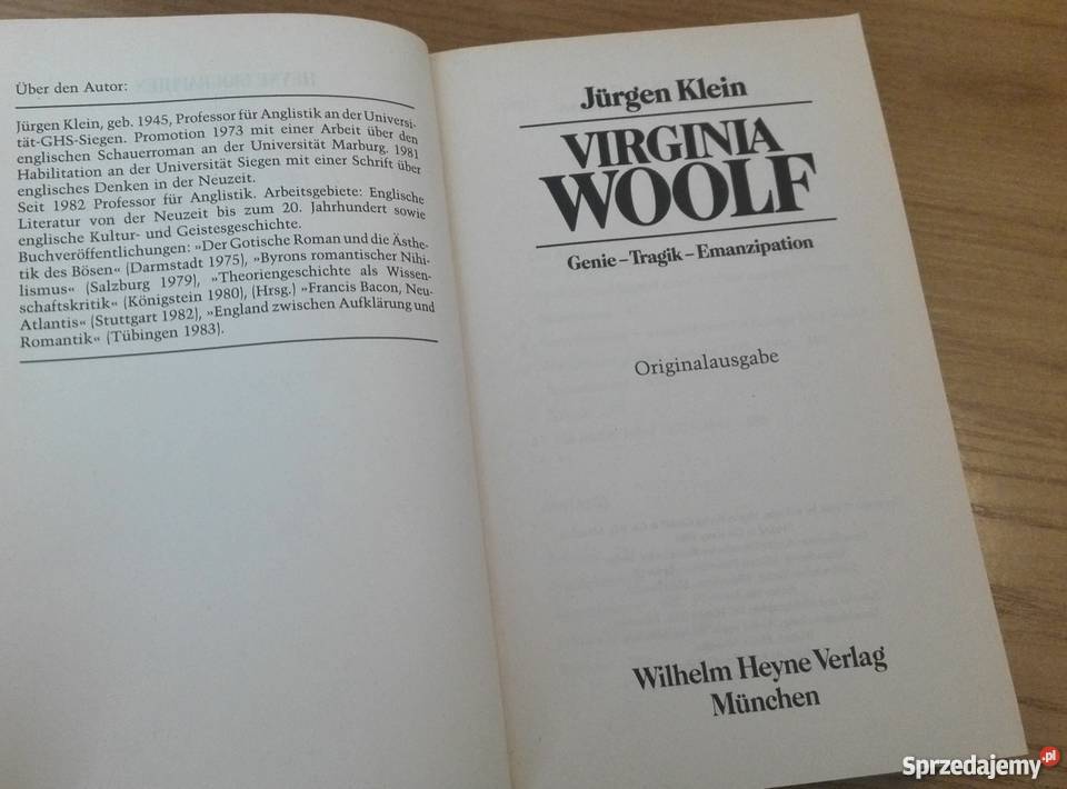 Virginia Woolf Genie Tragik Emanzipation Jrgen Rok wydania 1984 Gdańsk