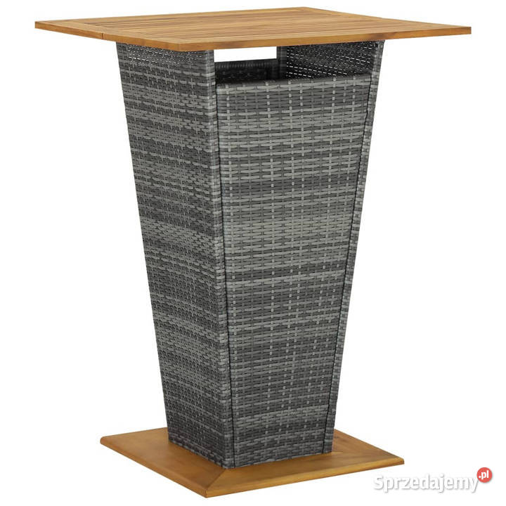 Stolik barowy szary 80x80x110 rattan PE i lita Warszawa sprzedam