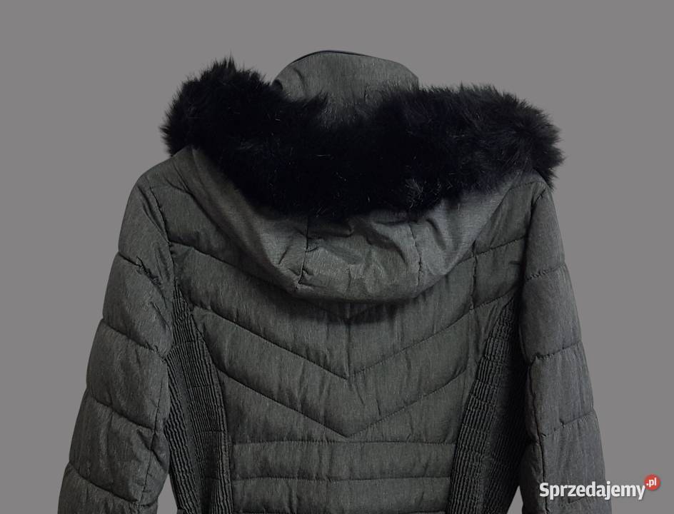 Damska kurtka zimowa ciemno szara z kapturem i małopolskie Chrzanów