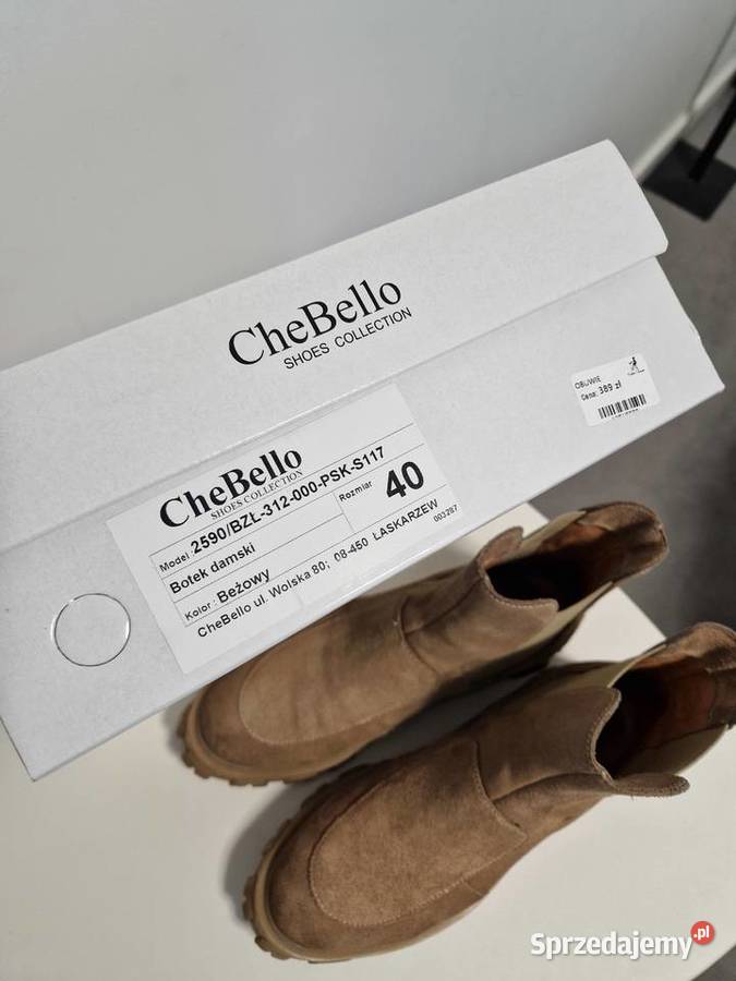 Skórzane botki w kolorze beżowym Nowogard