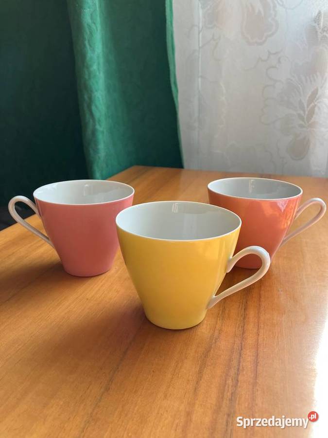 Zestaw 3 filiżanek porcelana Ćmielów PRL retro Nisko