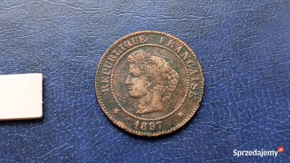 Stare monety 5 centymów 1897 Francja Numizmatyka Antyki, Sztuka, Kolekcje podkarpackie Lesko