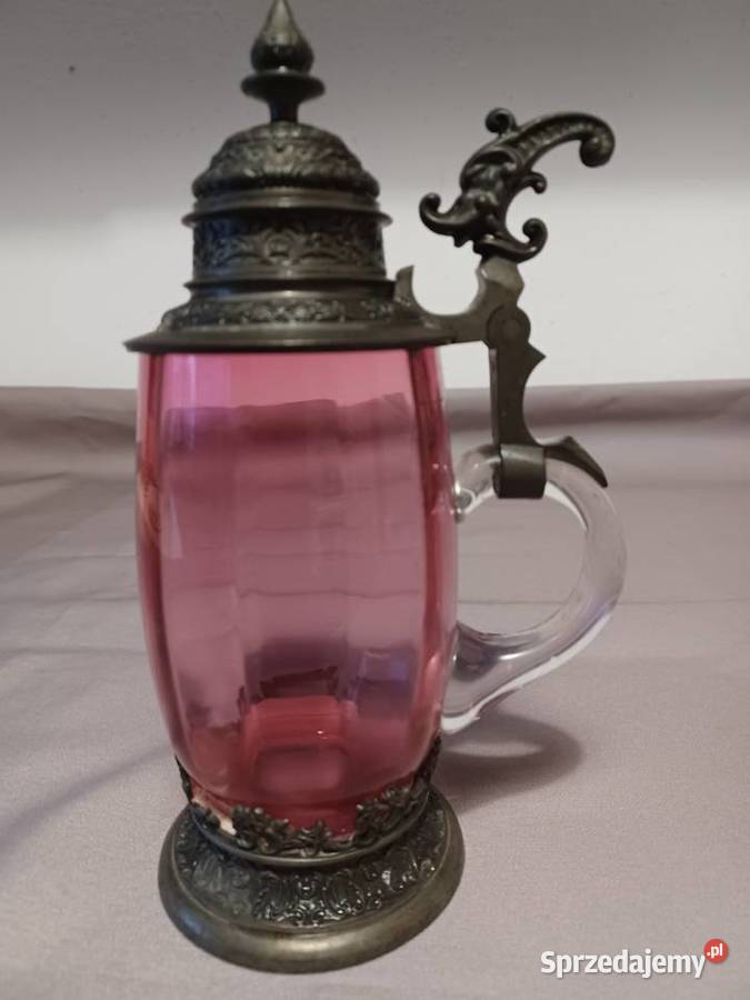 Piękny szklany z koń 1800 r dzbanek na wino dolnośląskie Wrocław