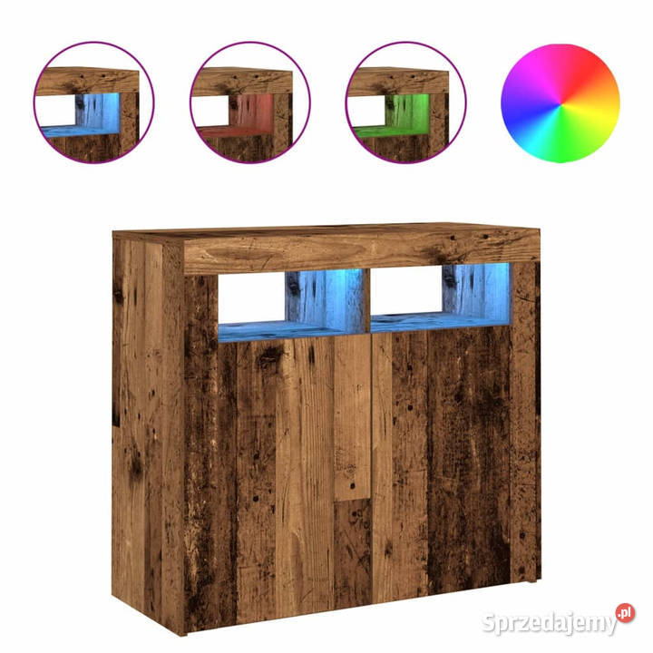 Szafka z oświetleniem LED stare drewno 80x35x75 mazowieckie Warszawa