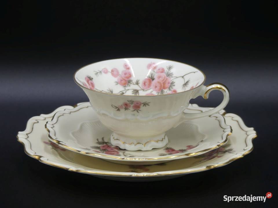 Komplet śniadaniowy Sorau Żary Mimozy Mimose Porcelana i szkło Poznań
