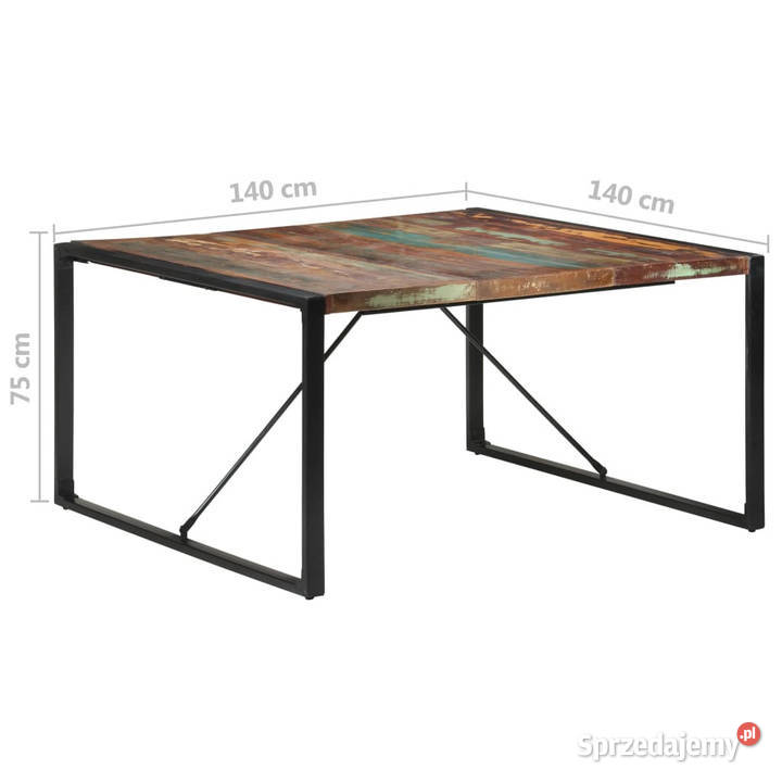 Stół jadalniany 140x140x75 lite drewno z odzysku