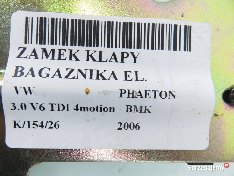 ZAMEK KLAPY VW PHAETON 3D5827501H osobowe