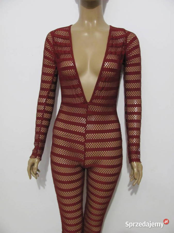 kostium kombinezon sexy siateczka bordowy Bez wzoru lubelskie Zamość sprzedam