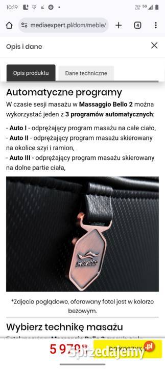 Fotel masujący MASSAGGIO Bello 2 Czarnobeżowy Warszawa