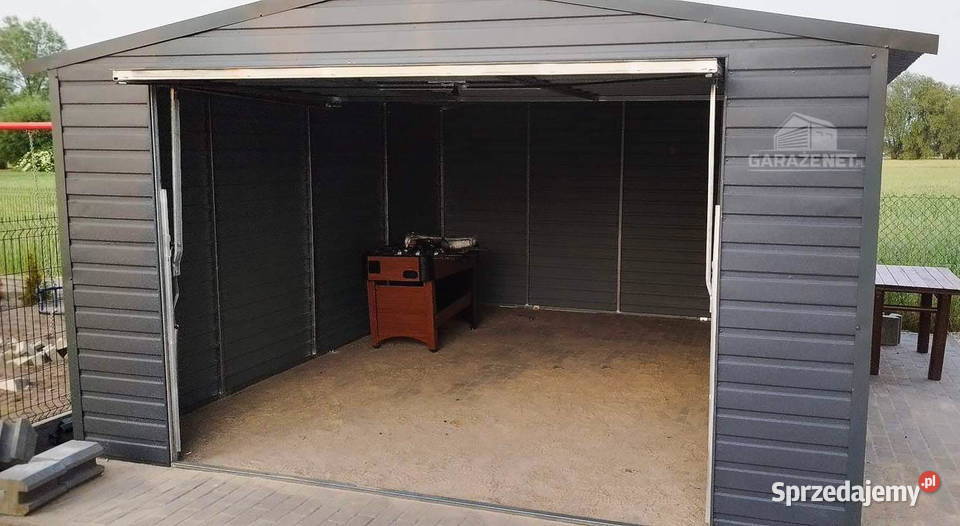 GARAŻ BLASZANY 4M X 6M BRAMA UCHYLNA GRAFIT Łapanów