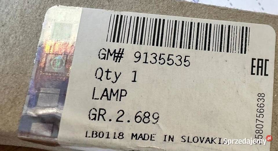LAMPKA TEBLICY REJ OPEL VECTRA B 9135535 NOWA osobowe kujawsko-pomorskie sprzedam